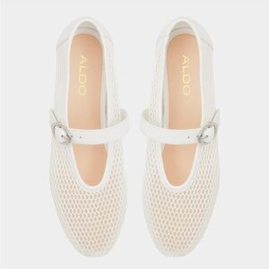 White Mesh ballerina flats